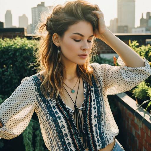 Bohemian Fashion Model with Finger Roll Hair