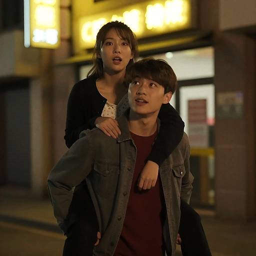 Candid Nighttime Joy in the City