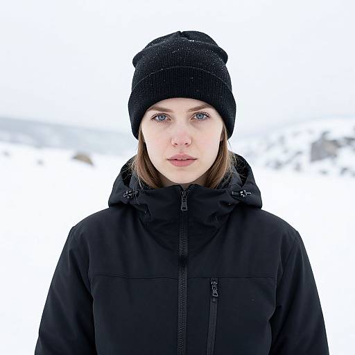 Winter Portrait of Woman in Snow