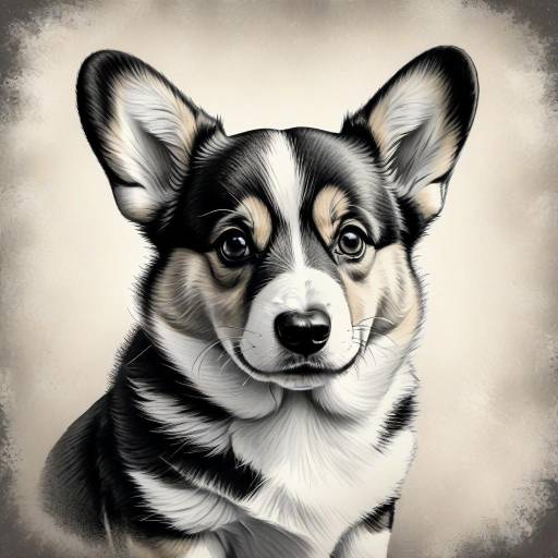 Majestic Corgi Puppy Vintage Portrait