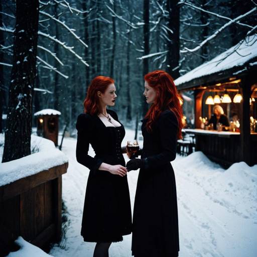 Women in Snowy Forest: A Fantasy Scene
