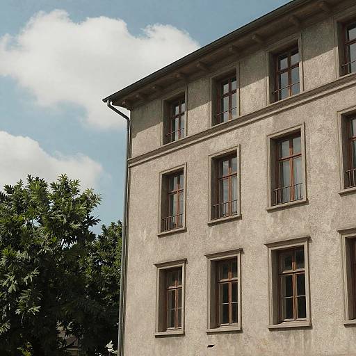 Realistic Daytime Building Scene with Tree