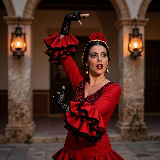 1930s Flamenco Performer in Andalusian Courtyard