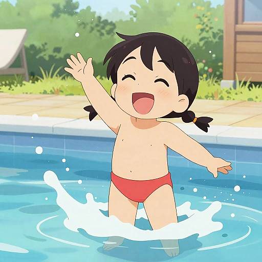 Tween Bikini Animated Pool Splash