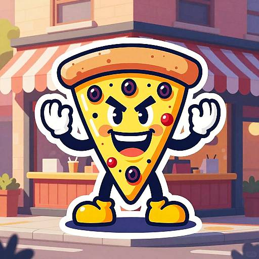 Jolly Pizza Slice Mascot Logo