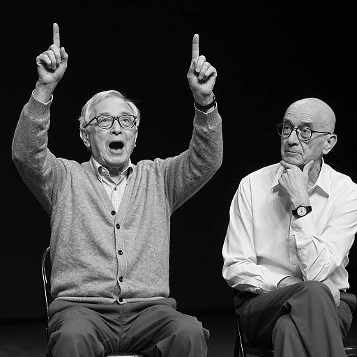 Emotive Elderly Men in Black and White