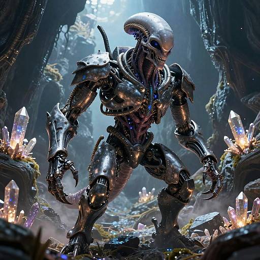 Hybrid Alien Monster in Sci-Fi Cavern