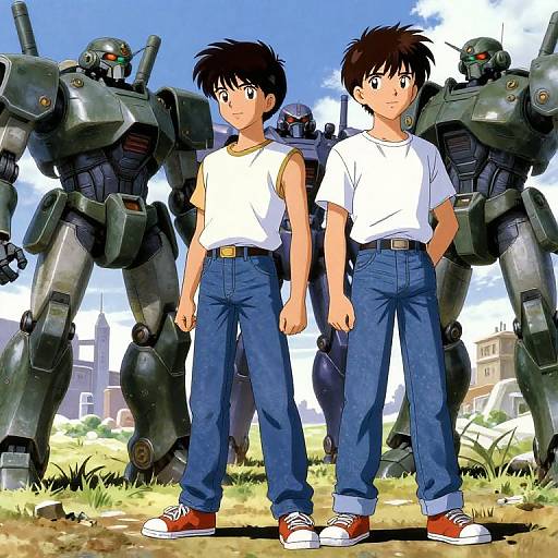 1990s Anime Boys vs Mech Army