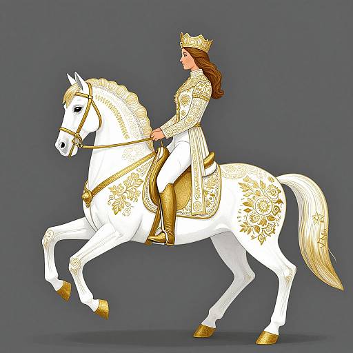 Elegant Woman Riding White Horse
