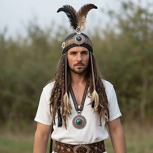 Man in Hippy Turban and Headdress