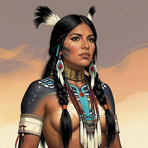 Apache Woman Traditional Portrait