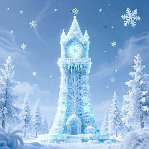 Surreal Ice Clock Tower Illustration