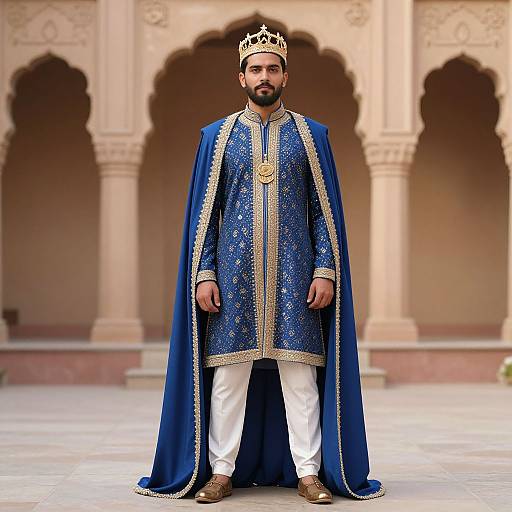 Mughal Prince in Blue Cape