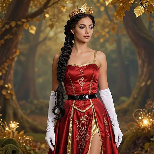 Regal Woman in Enchanted Forest