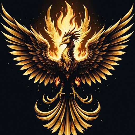 Golden Phoenix Fire Logo Illustration