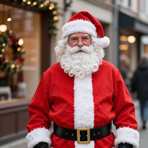 Classic Santa Claus on Festive Street