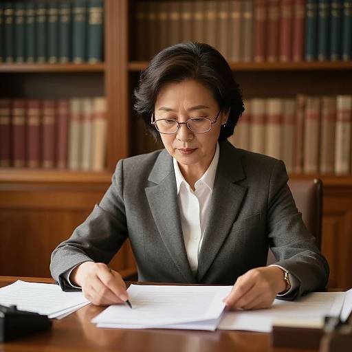 Mature Secretary Organizing Paperwork