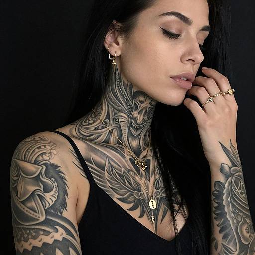 Tattooed Woman with Closed Eyes