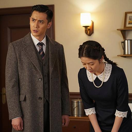 Man and Woman in Vintage Indoor Setting