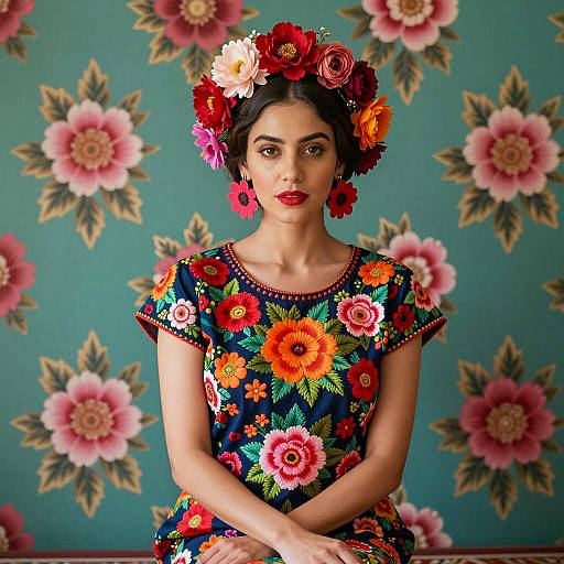 Vibrant Floral Portrait of a Woman