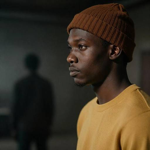 Serious Profile of Young Black Man