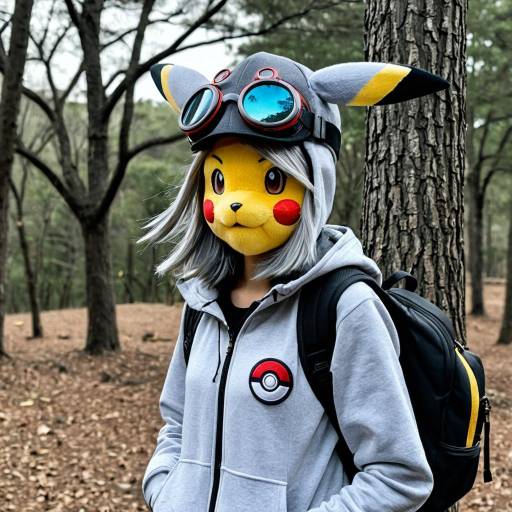 Person Wearing Realistic Pikachu Costume Outdoors