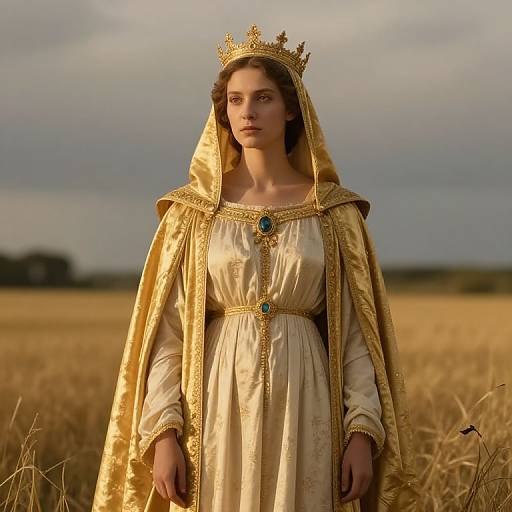 Regal Figure in Golden Field