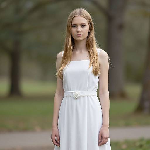 Blonde Girl in White Baptism Dress