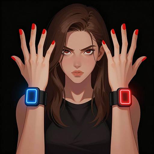 Illustration of Intense Young Woman