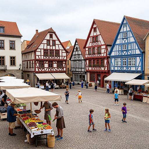 Medieval Town Square Market Scene