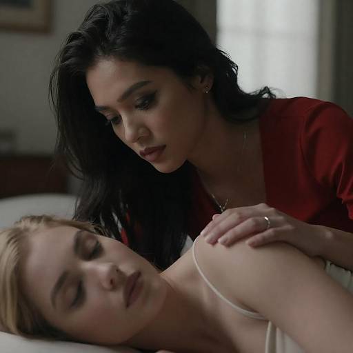 Intimate Moment Between Dark and Blonde