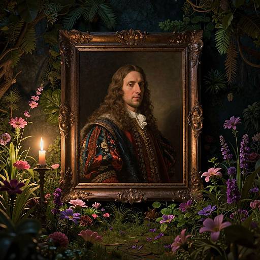 Rembrandt Style Portrait in Magical Garden