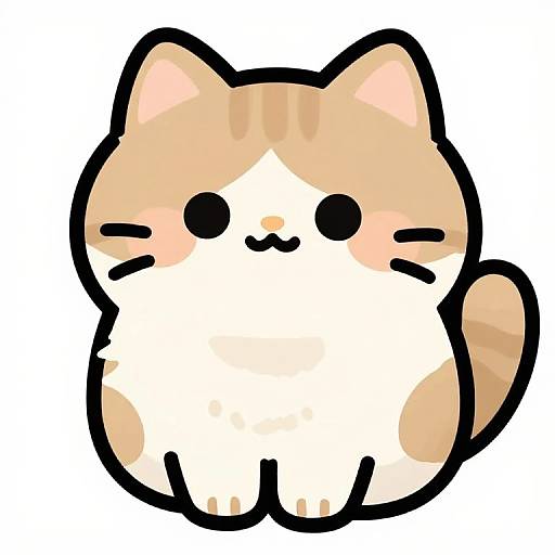 Cute Fluffy Cat Cartoon Sticker