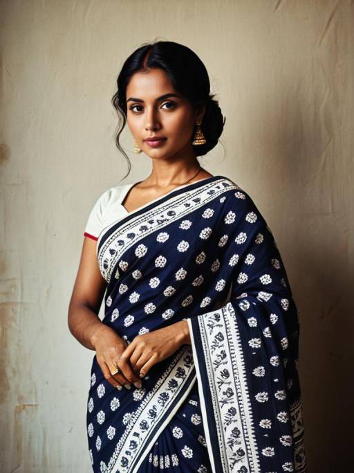 Woman in Malmal Cotton Saree