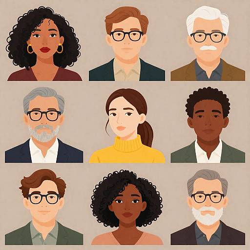 Diverse Portraits in Semi-Circular Arrangement