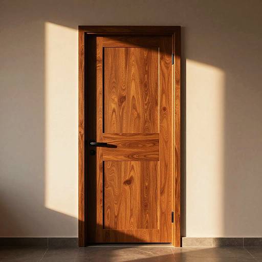 Modern Wooden Interior Door with Sunset Lighting