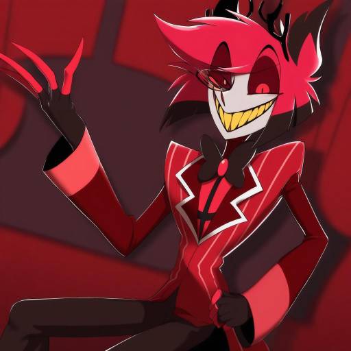 Illustration of Alastor (hazbin hotel), hazbin hotel in the style of Aduti momoyama