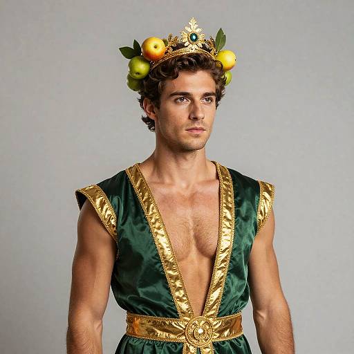 Bacchus Man in Green Gold Costume