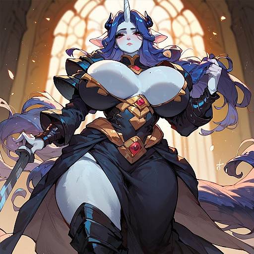 Armored Girl with Unicorn Overlord