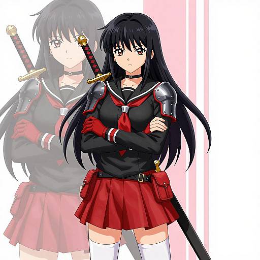 Anime-style Female Warrior Character Design