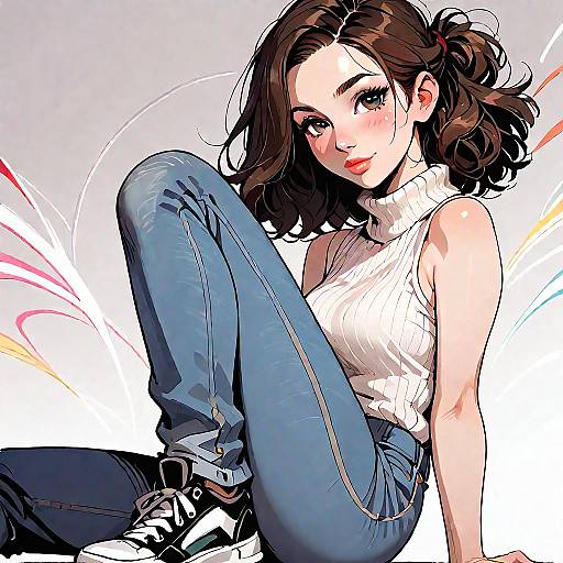 Anime Girl in Yellow Turtleneck