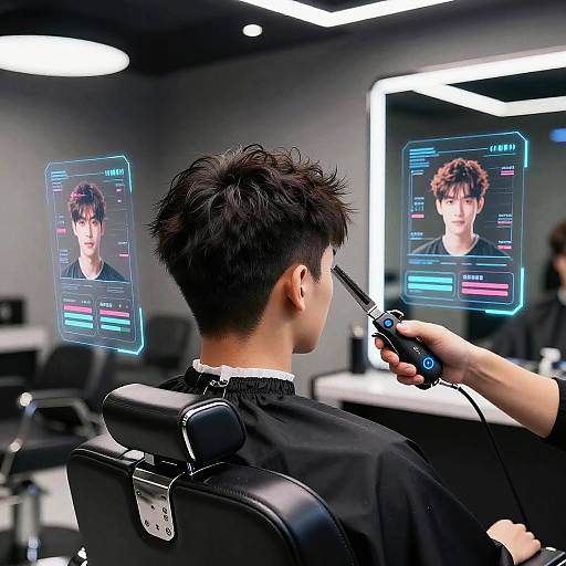 Futuristic AI Barber Chair Artwork