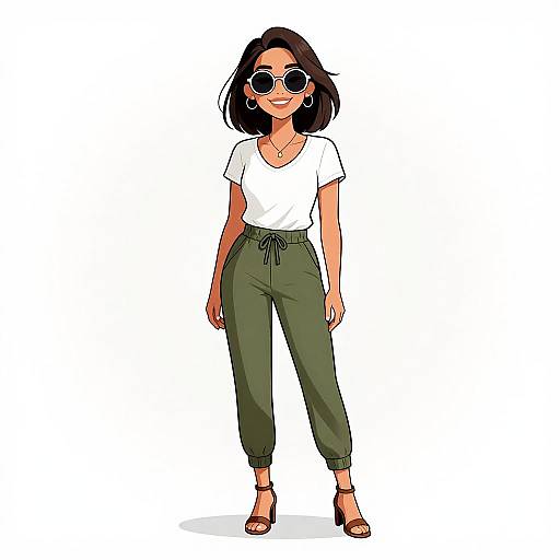 Smiling Woman in Casual Chic Outfit