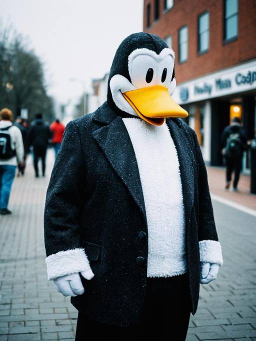 Person wearing realistic Chilly Willy costume outdoors
