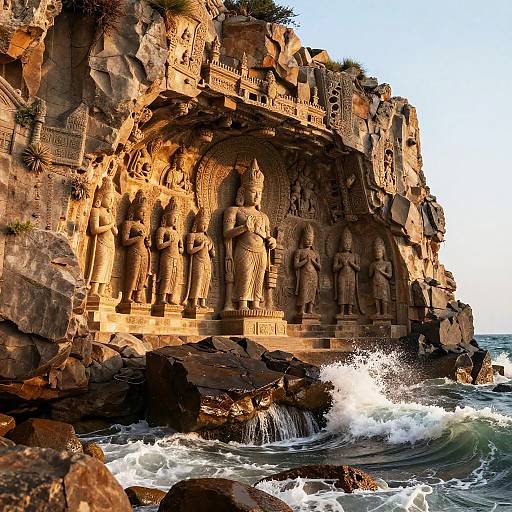 Ancient Cliffside Temple at Golden Hour