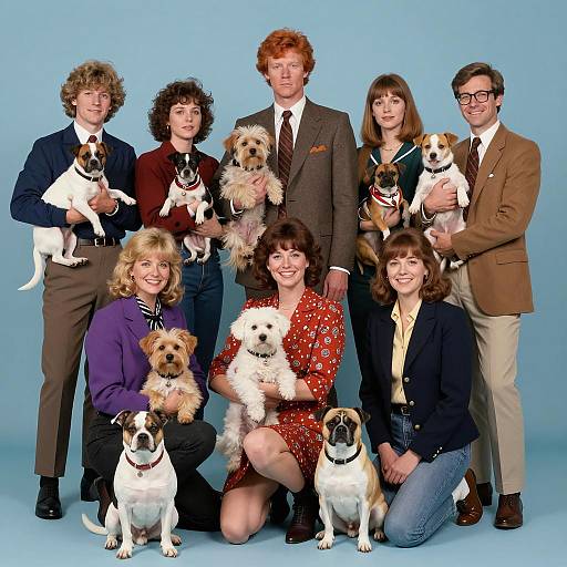 1980s Group Photo with Dogs