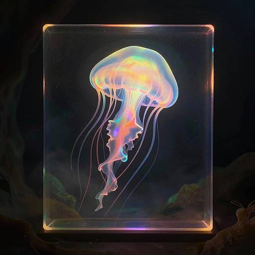 Luminescent Jellyfish in Bioluminescent Cave