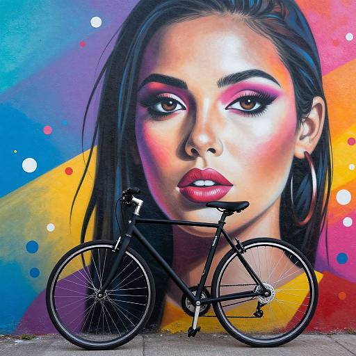 Vibrant Digital Mural with Bicycle