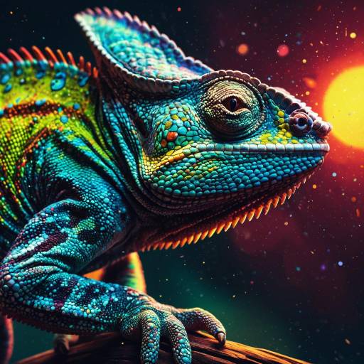 Psychedelic Colorful Chameleon Digital Art