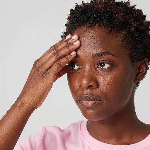 Close-Up Portrait of a Thoughtful Black Woman